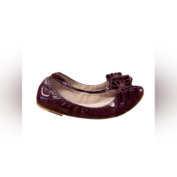 Bloch NWT Ballet Shoes Burgundy Leather Bow Toe Tip Size 36 1/2 - Picture 3 of 9